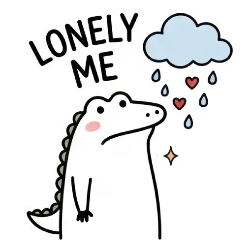 florak stickers, cute, funny, stickers, WhatsApp stickers, sticker pack, Alligator, sad, heartbroken
